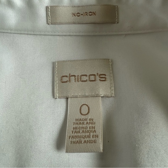 Chico's White tailored long sleeve button up no iron Blouse size 0 small medium - Picture 9 of 16